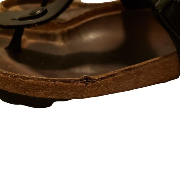Birkenstock Gizeh Birko Flor Black T-Strap Sandals Shoes Size 39 8-8.5 - Picture 8 of 16